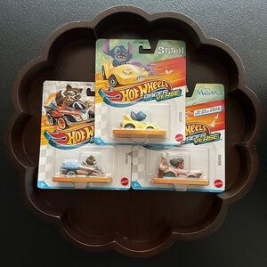 Hot Wheels Racerverse Cars ~ Stitch, Moana & Rocket Set of 3